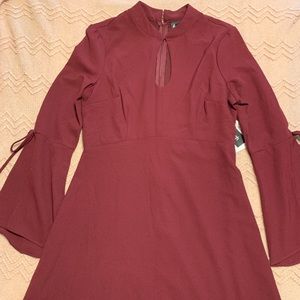 Long Sleeve, Open Neck Dress
